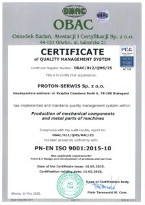 PROTON-SERWIS ISO Certificate 2025